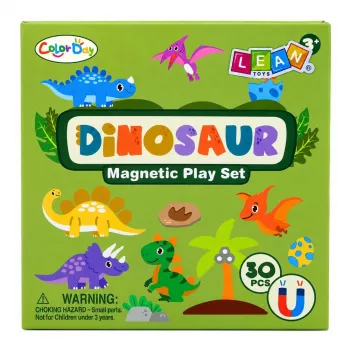 LEAN TOYS Magnetyczna książka z puzzlami Dinozaury Kolorowe magnesy 30 szt.