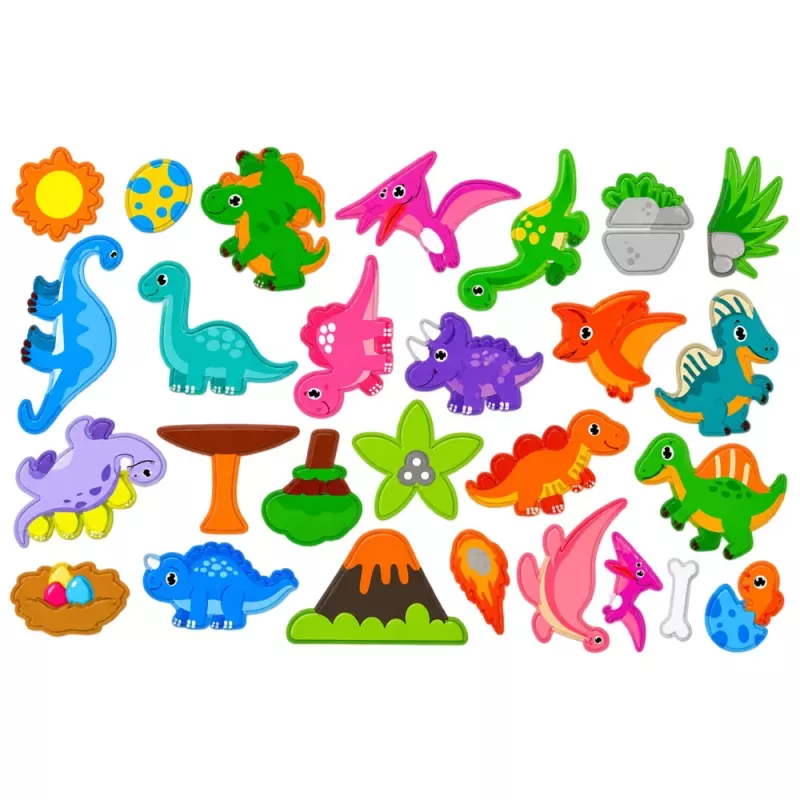 LEAN TOYS Magnetyczna książka z puzzlami Dinozaury Kolorowe magnesy 30 szt.