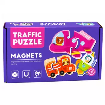 LEAN TOYS Magnetyczna Układanka Pojazdy Środki Transportu Zestaw 30 szt.