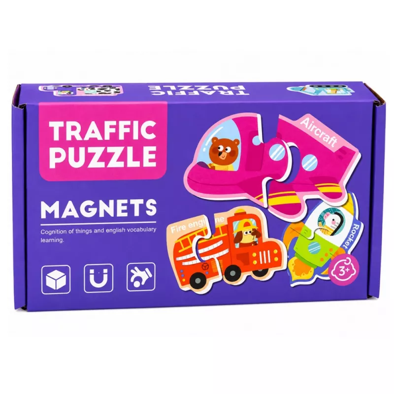 LEAN TOYS Magnetyczna Układanka Pojazdy Środki Transportu Zestaw 30 szt.
