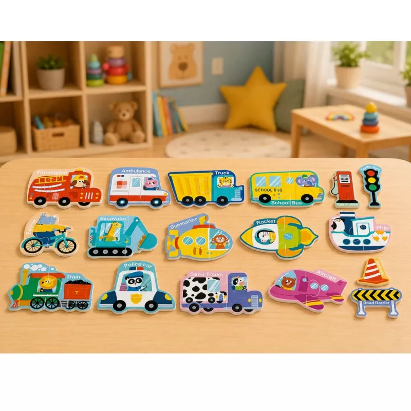 LEAN TOYS Magnetyczna Układanka Pojazdy Środki Transportu Zestaw 30 szt.