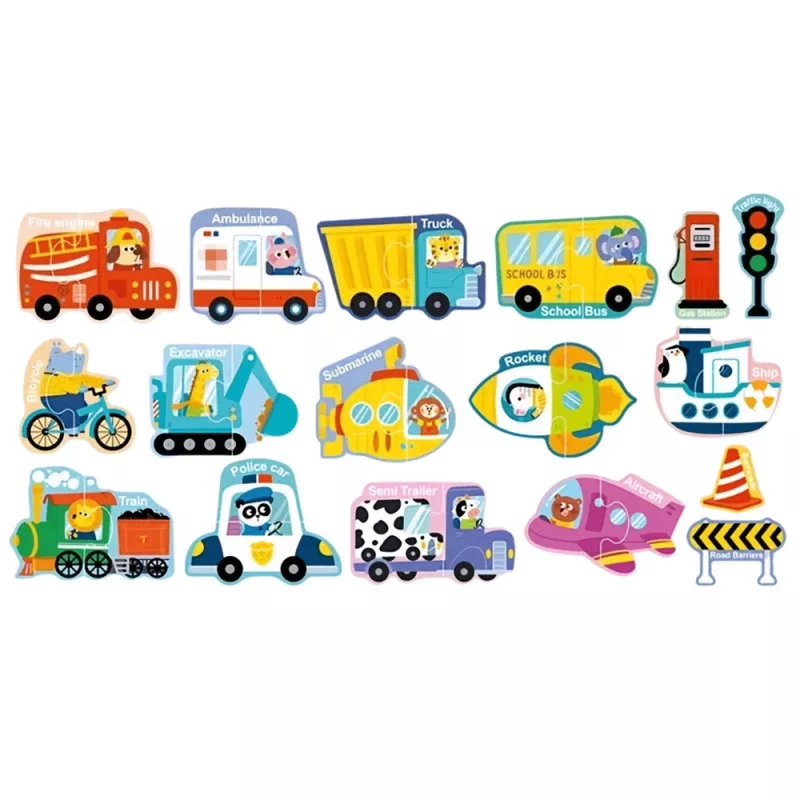 LEAN TOYS Magnetyczna Układanka Pojazdy Środki Transportu Zestaw 30 szt.