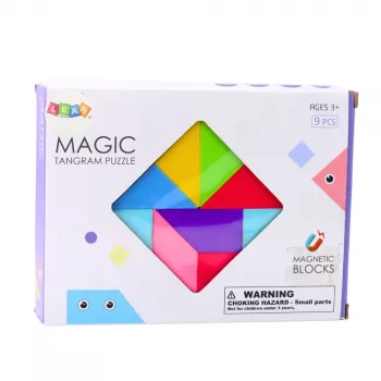 LEAN TOYS Magnetyczne Tangramy Kolorowe Puzzle Naklejki 9 szt.