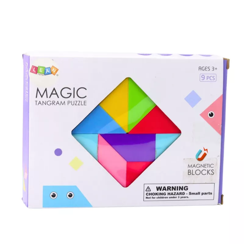LEAN TOYS Magnetyczne Tangramy Kolorowe Puzzle Naklejki 9 szt.