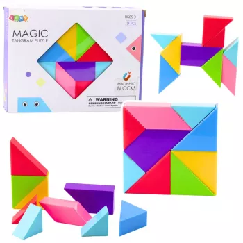 LEAN TOYS Magnetyczne Tangramy Kolorowe Puzzle Naklejki 9 szt.
