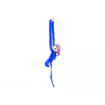 LEAN TOYS Mascot Pluszowa Małpa z Młodym, Niebieska 90 cm