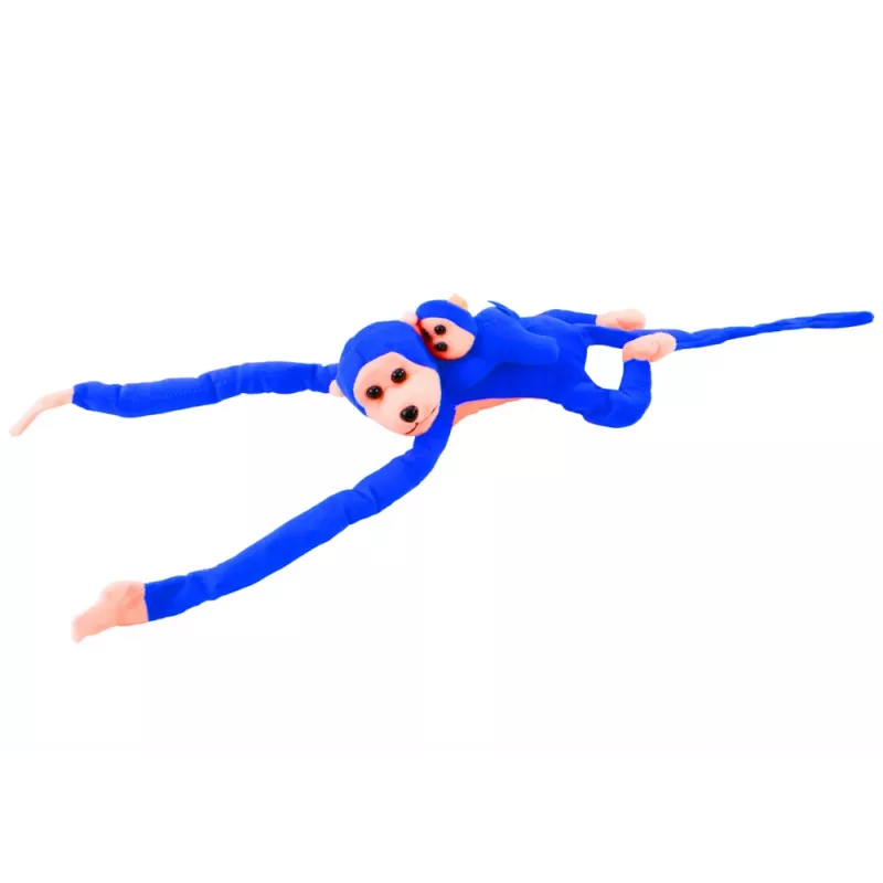 LEAN TOYS Mascot Pluszowa Małpa z Młodym, Niebieska 90 cm