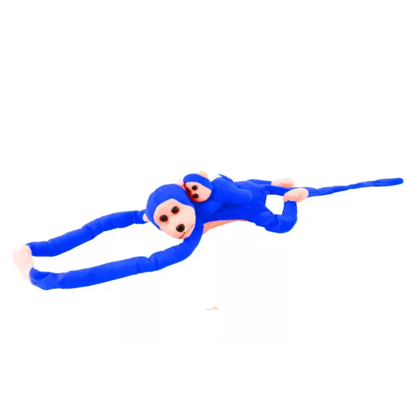 LEAN TOYS Mascot Pluszowa Małpa z Młodym, Niebieska 90 cm