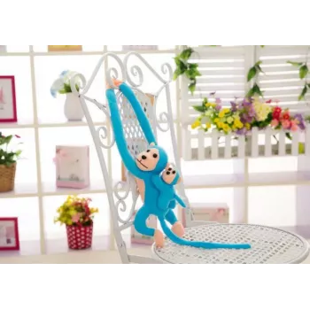 LEAN TOYS Mascot Pluszowa Małpa z Młodym, Niebieska 90 cm