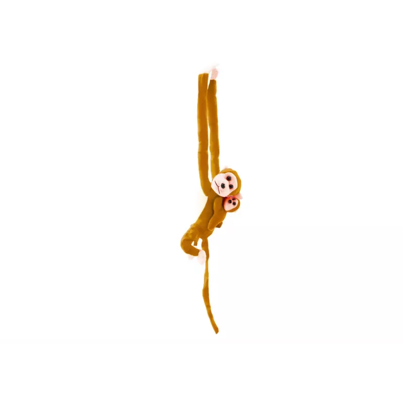 LEAN TOYS Mascot Pluszowa Małpa z Młodym, Jasny Brąz 90 cm