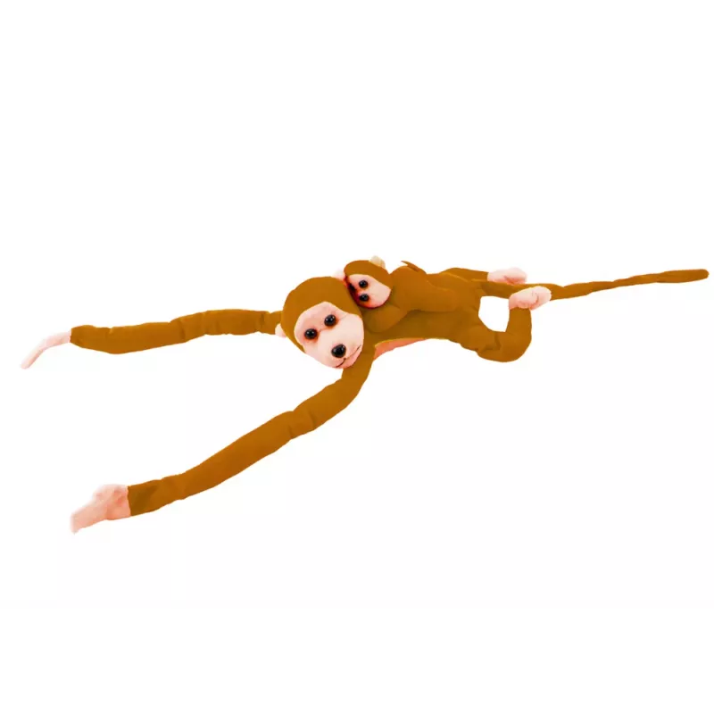 LEAN TOYS Mascot Pluszowa Małpa z Młodym, Jasny Brąz 90 cm