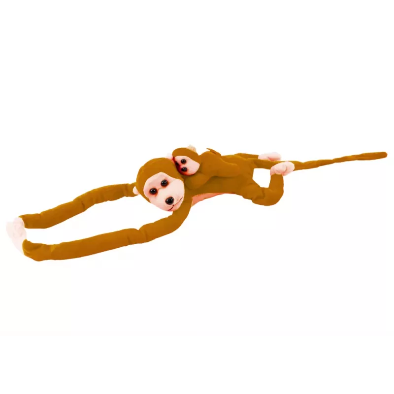 LEAN TOYS Mascot Pluszowa Małpa z Młodym, Jasny Brąz 90 cm