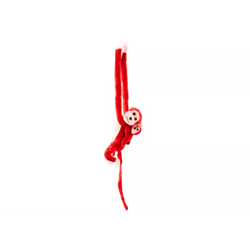 LEAN TOYS Mascot Pluszowa Małpa z Młodym, Czerwona 70 cm