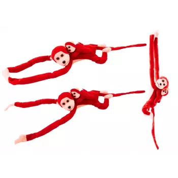 LEAN TOYS Mascot Pluszowa Małpa z Młodym, Czerwona 70 cm