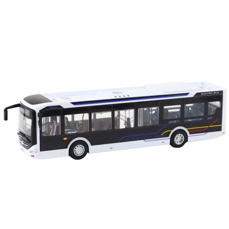 LEAN TOYS Metalowy autobus miejski Biały 1:43 Model z napędem pull-back i otwieranymi drzwiami