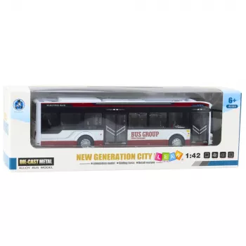 LEAN TOYS Metalowy autobus miejski z dźwiękiem i światłami 1:42