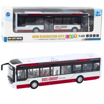 LEAN TOYS Metalowy autobus miejski z dźwiękiem i światłami 1:42