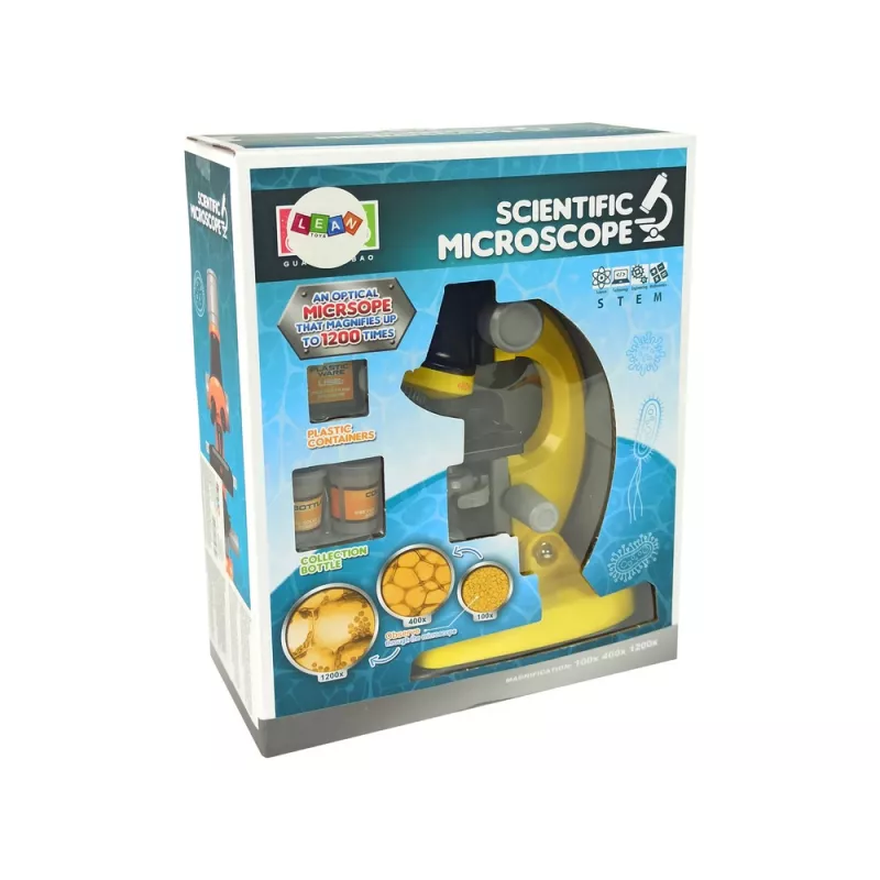 LEAN TOYS Mikroskop dla Naukowca Zestaw Edukacyjny Żółty 100x 400x 1200x