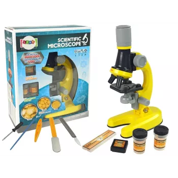 LEAN TOYS Mikroskop dla Naukowca Zestaw Edukacyjny Żółty 100x 400x 1200x