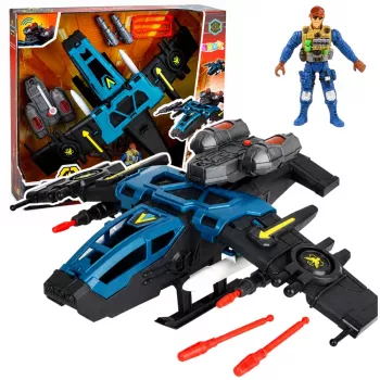 LEAN TOYS Wojskowy Samolot Szturmowy z Figurką Żołnierza, Wyrzutnie, Światła i Dźwięki