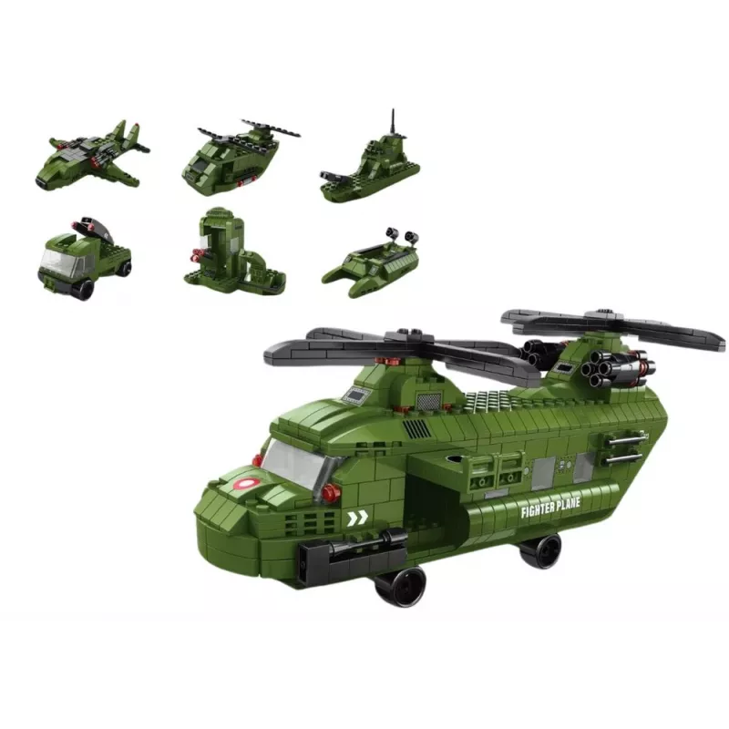 LEAN TOYS Military Helicopter Block Set Military Green 1000 pcs