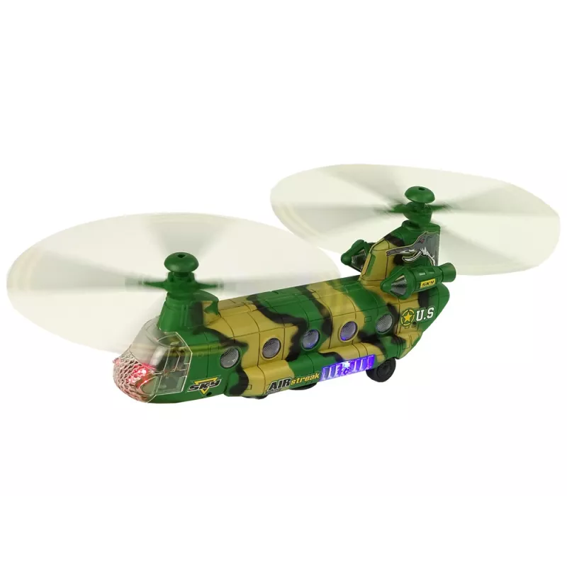 LEAN TOYS Śmigłowiec Wojskowy Duże Skrzydła Światła Dźwięk Moro