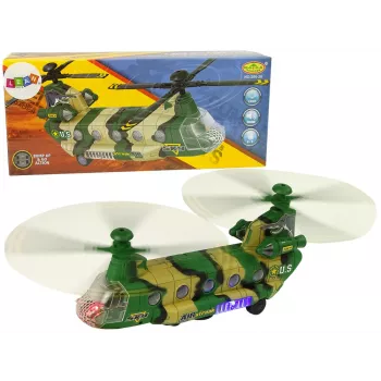 LEAN TOYS Śmigłowiec Wojskowy Duże Skrzydła Światła Dźwięk Moro