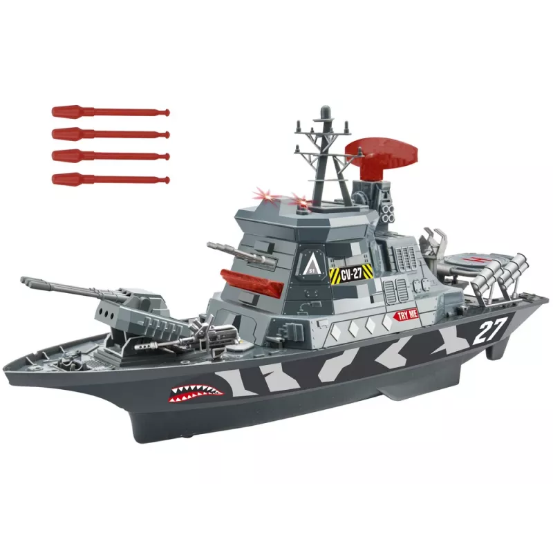 LEAN TOYS Military Set Military Ship Battle Army Cannons Lights Sounds