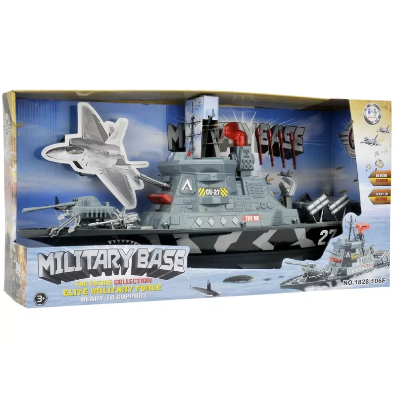LEAN TOYS Military Set Military Ship Battle Army Cannons Lights Sounds