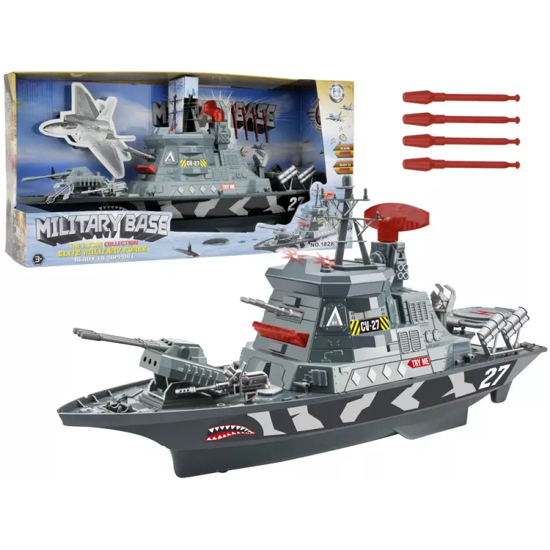 LEAN TOYS Military Set Military Ship Battle Army Cannons Lights Sounds