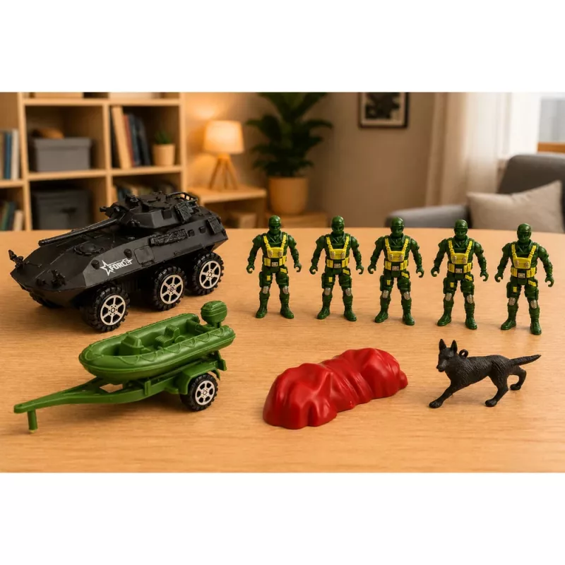 LEAN TOYS Zestaw wojskowy żołnierze transporter opancerzony 14 szt.