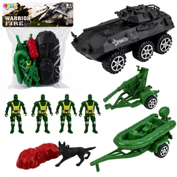 LEAN TOYS Zestaw wojskowy żołnierze transporter opancerzony 14 szt.