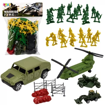 LEAN TOYS Zestaw wojskowy Żołnierze Helikopter Pojazdy Baza 58 szt.