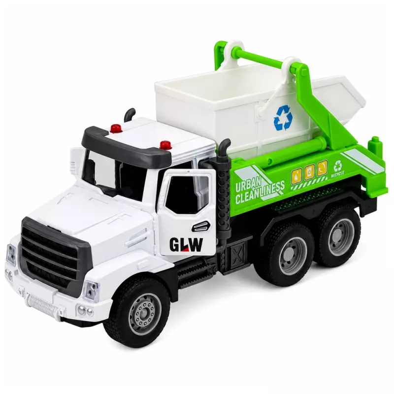 LEAN TOYS Pojazd komunalny z metalową kabiną, otwierane drzwi, światła i dźwięki, skala 1:46