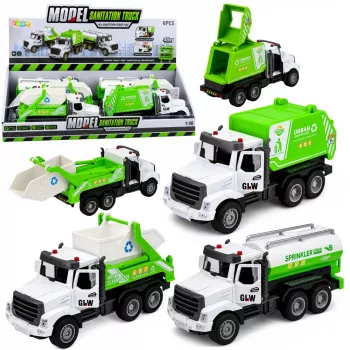 LEAN TOYS Pojazd komunalny z metalową kabiną, otwierane drzwi, światła i dźwięki, skala 1:46