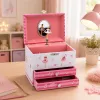 LEAN TOYS Muzyczny Bizuteria z Balerina, Pozytywka, Lustereczko i Szufladki - Rozowy Klasyczny Design