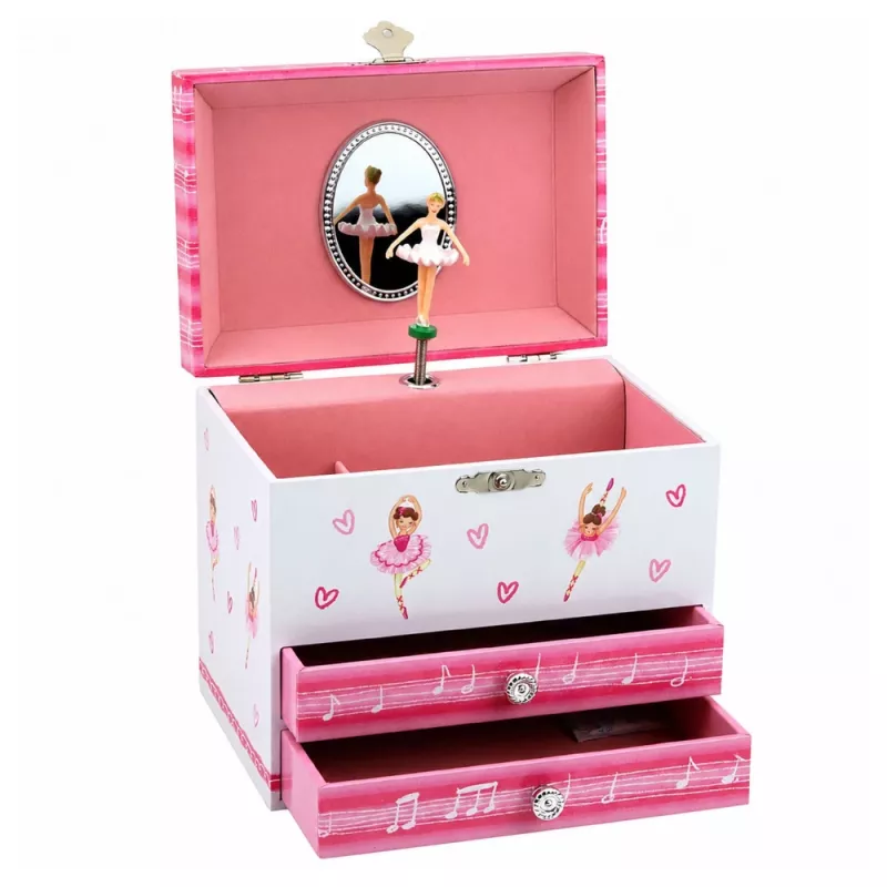 LEAN TOYS Muzyczny Bizuteria z Balerina, Pozytywka, Lustereczko i Szufladki - Rozowy Klasyczny Design