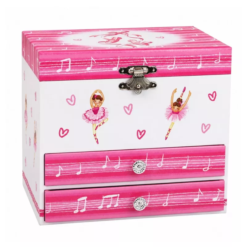 LEAN TOYS Muzyczny Bizuteria z Balerina, Pozytywka, Lustereczko i Szufladki - Rozowy Klasyczny Design