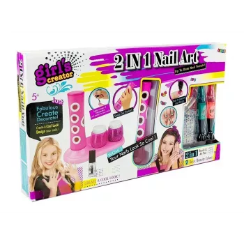 LEAN TOYS Zestaw do malowania paznokci z dozownikiem brokatu i kolorowymi naklejkami
