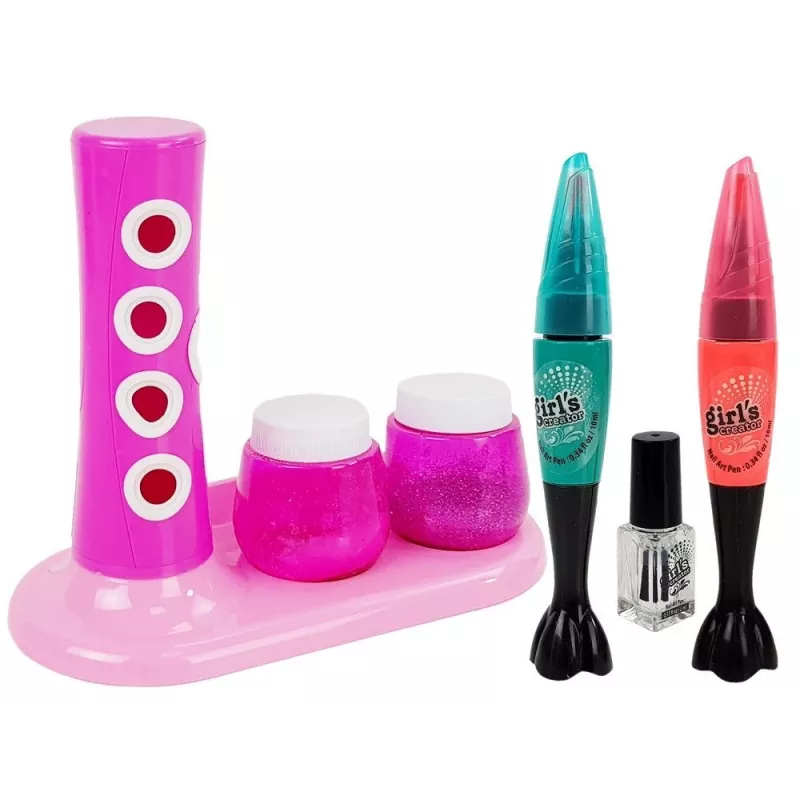 LEAN TOYS Zestaw do malowania paznokci z dozownikiem brokatu i kolorowymi naklejkami