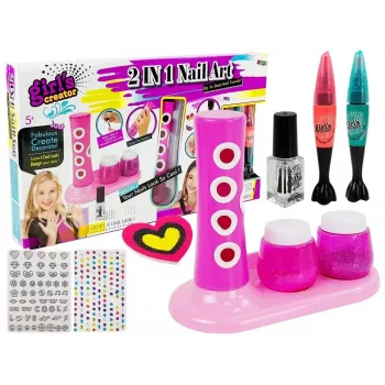LEAN TOYS Zestaw do malowania paznokci z dozownikiem brokatu i kolorowymi naklejkami