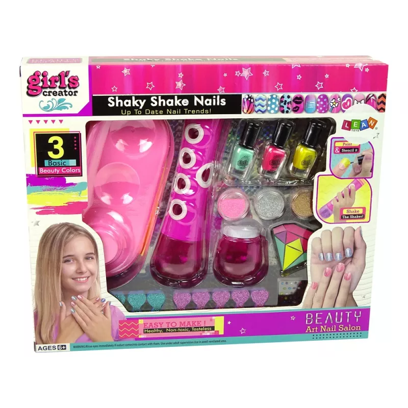 LEAN TOYS Zestaw do malowania paznokci Dozownik brokatu Naklejki do lakieru