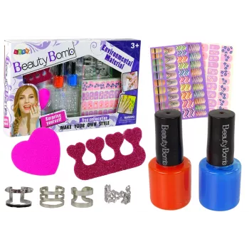 Zestaw do malowania paznokci LEAN TOYS Lakiery Brokat Naklejki Pierścionki