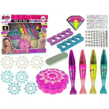 LEAN TOYS Zestaw do Malowania Paznokci Lakiery Pisaki Kolorowe Naklejki