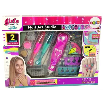 LEAN TOYS Zestaw do Malowania Paznokci Pisaki Brokatowy Dozownik Diamenty