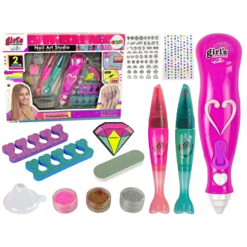 LEAN TOYS Zestaw do Malowania Paznokci Pisaki Brokatowy Dozownik Diamenty