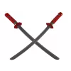 LEAN TOYS Zestaw Ninja Warrior z maską, mieczem, sztyletami, shurikenami, łukiem i strzałami – czerwone zdobienia (10 elementów)