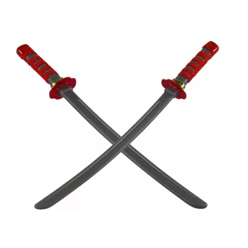 LEAN TOYS Zestaw Ninja Warrior z maską, mieczem, sztyletami, shurikenami, łukiem i strzałami – czerwone zdobienia (10 elementów)