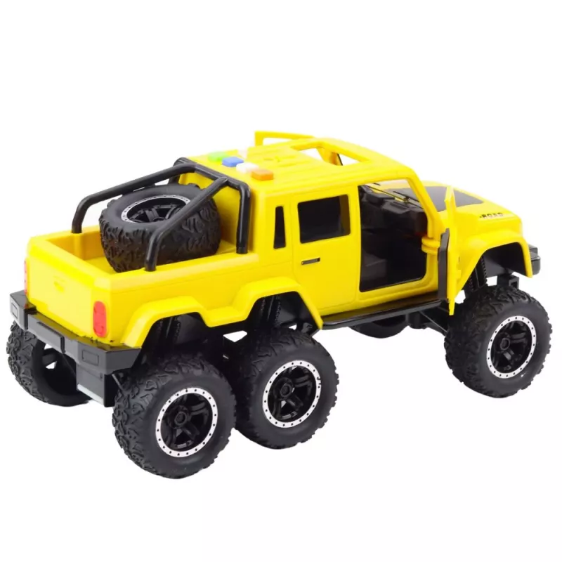 LEAN TOYS Samochód terenowy z napędem frykcyjnym, światła i dźwięki, żółty, 6x6, 1:16