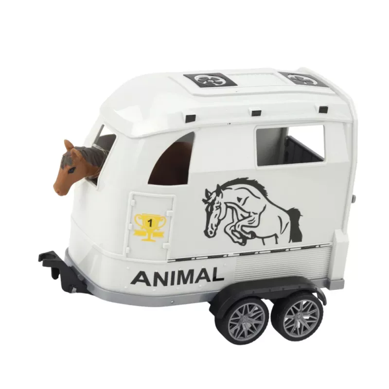 LEAN TOYS Pojazd terenowy z przyczepą dla konia, figurką, światłami i dźwiękami